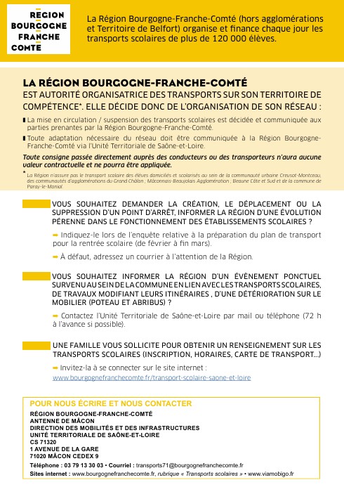 flyer informations transports Région BFC