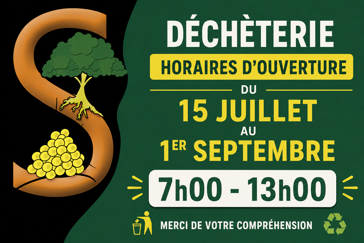 Horaires d'été Décheterie