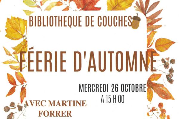 Heure du conte Bibliothèque de Couches 26 octobre 2022